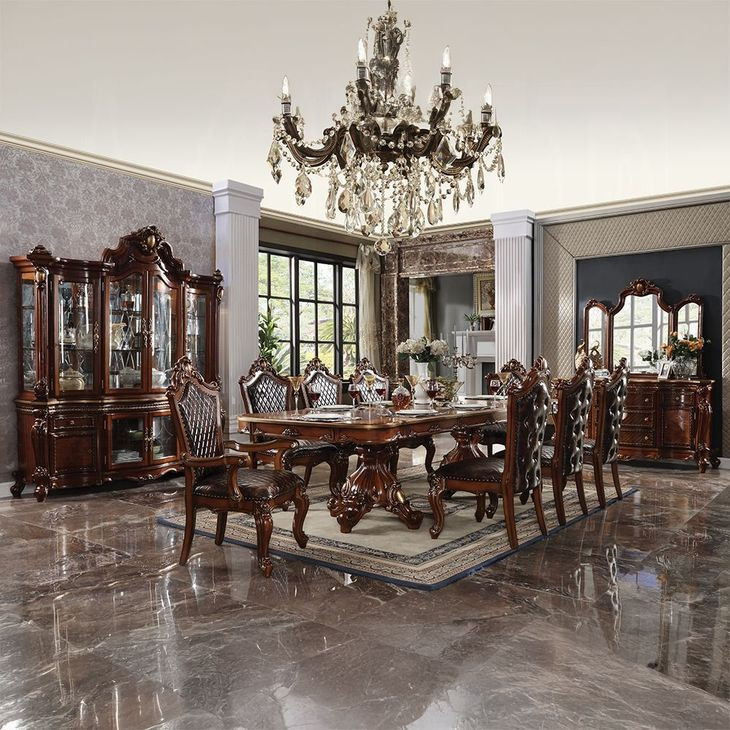 Picardy Brown Upholstered Arm Chair with Nailhead Trim Set of 2