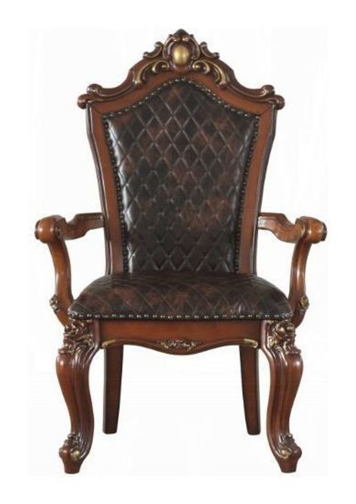 Picardy Brown Upholstered Arm Chair with Nailhead Trim Set of 2