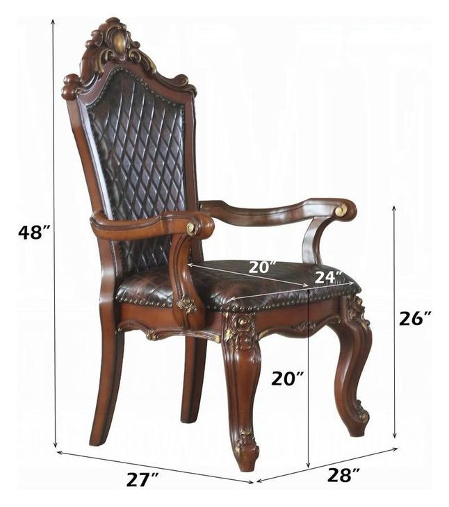 Picardy Brown Upholstered Arm Chair with Nailhead Trim Set of 2