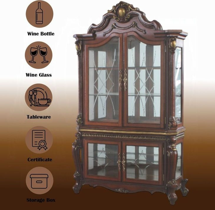 Picardy Honey Oak 4 Door Curio Cabinet with LED