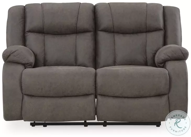 First Base Gunmetal Reclining Loveseat