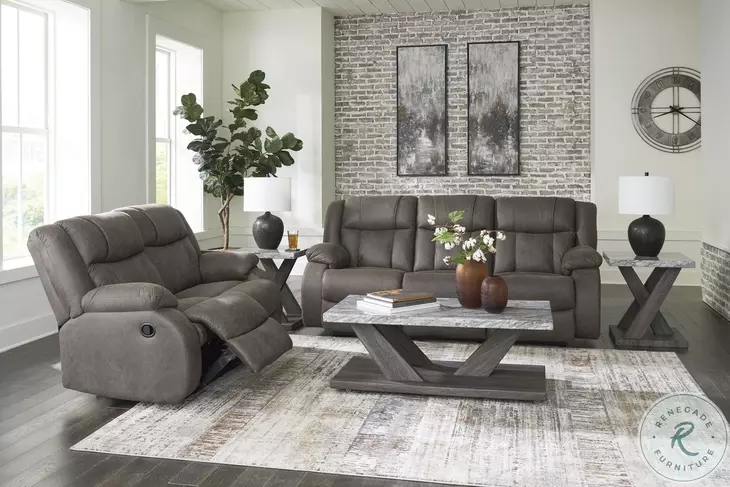 First Base Gunmetal Reclining Sofa