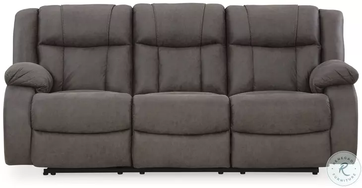First Base Gunmetal Reclining Sofa