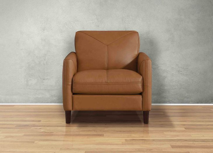 Yorwick Cognac Leather Upholstered Accent Chair