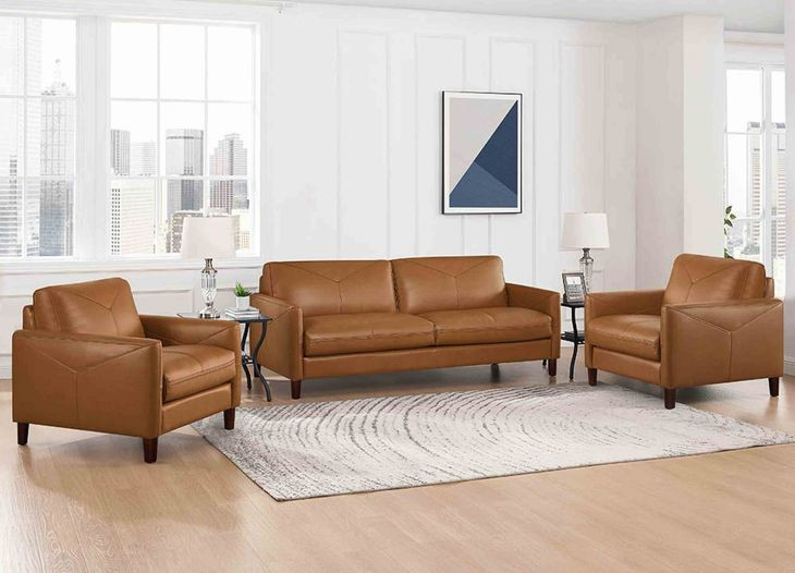 Yorwick Cognac Leather Living Room Set