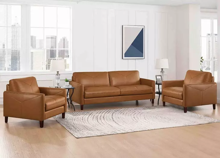 Yorwick Cognac Leather Living Room Set