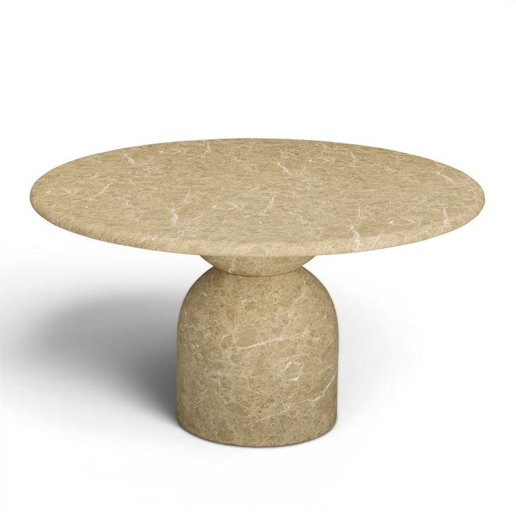 Cynthia Light Emperador and Walnut Outdoor 54" Round Marble Top Dining Table