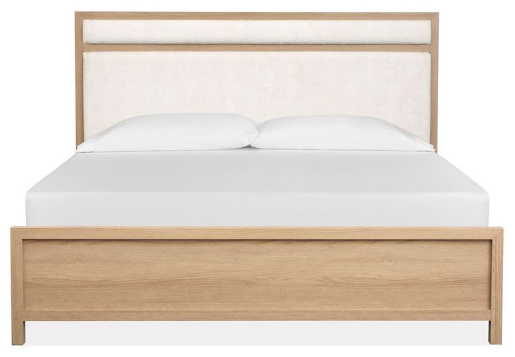 Merrifield Sandstone Beige and White Upholstered Panel Bedroom Set