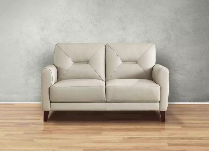 Elowen Vanilla Leather 57" Loveseat