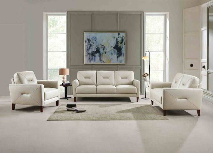 Elowen Vanilla Leather Living Room Set