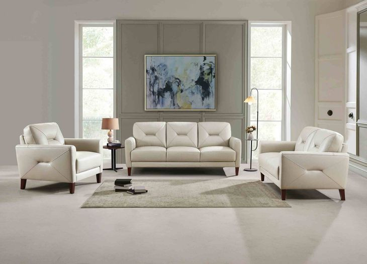 Elowen Vanilla Leather Living Room Set