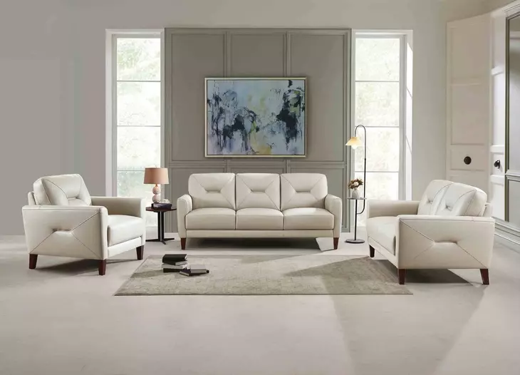Elowen Vanilla Leather Living Room Set