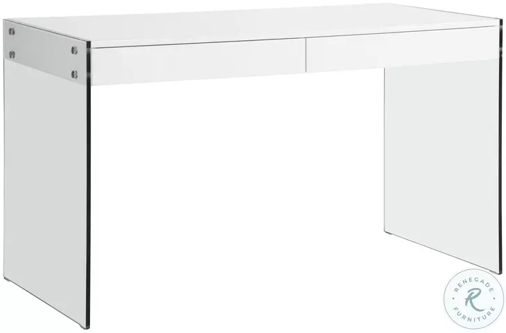 6903 Gloss White And Clear Glass Desk