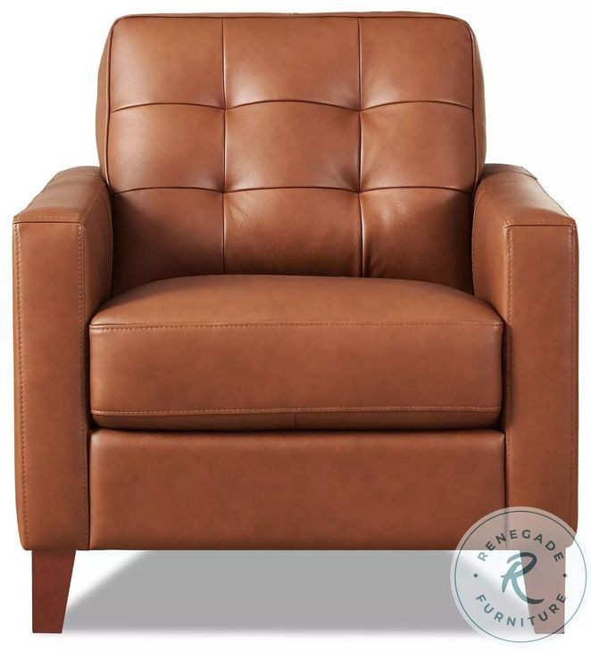 Cassian Nutmeg Leather Upholstered Accent Chair