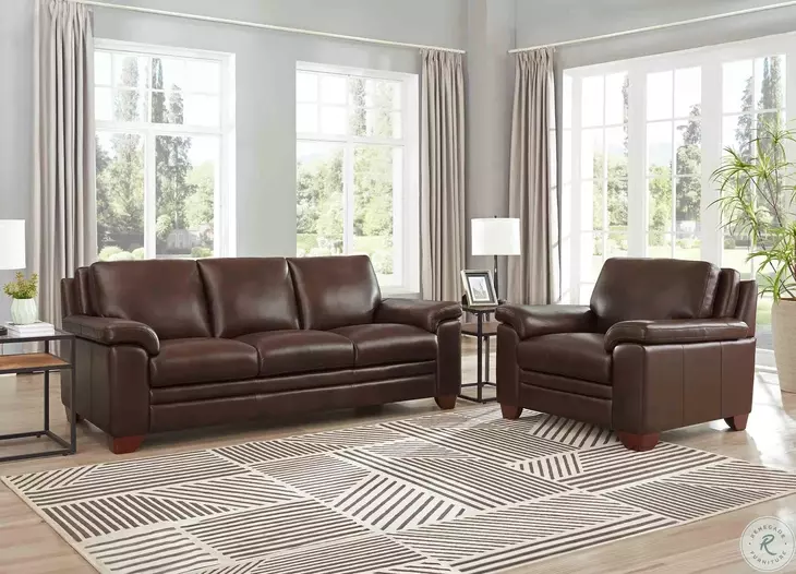 Ironvale Chestnut Leather Upholstered Accent Chair