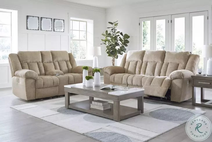 Tip Off Wheat Power Reclining Sofa with Adjustable Headrest