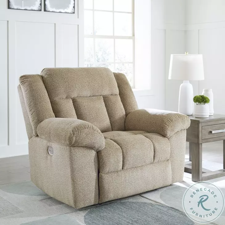 Tip Off Wheat Power Recliner with Adjustable Headrest