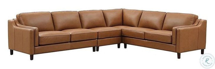 Isla Cognac Top Grain Leather 4 Piece Sectional