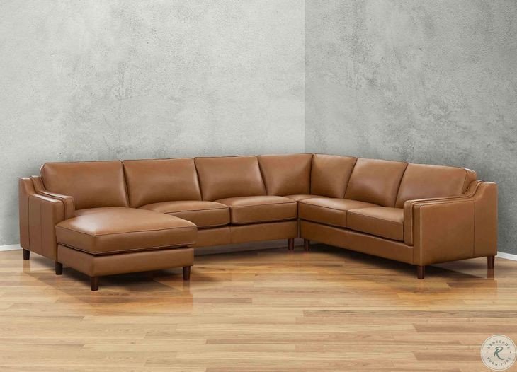 Isla Cognac Top Grain Leather LAF Chaise Sectional