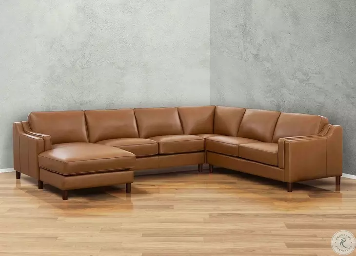 Isla Cognac Top Grain Leather LAF Chaise Sectional