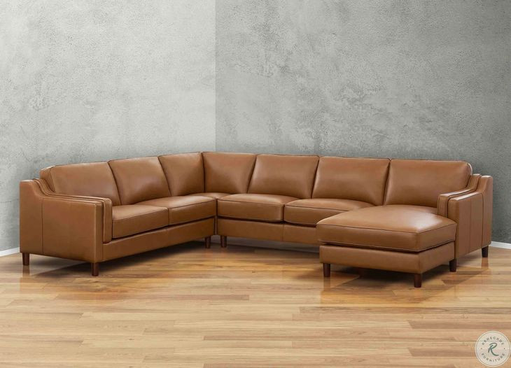 Isla Cognac Top Grain Leather RAF Chaise Sectional