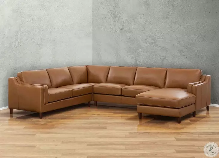 Isla Cognac Top Grain Leather RAF Chaise Sectional