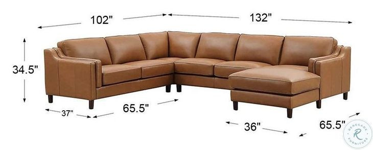 Isla Cognac Top Grain Leather Sectional