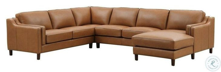Isla Cognac Top Grain Leather RAF Chaise Sectional
