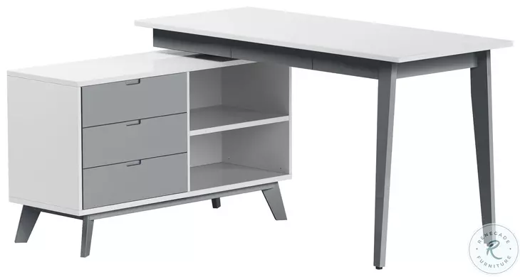 6934 White And Gray Rotating Home Office Desk