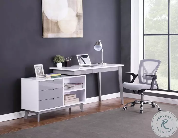 6934 White And Gray Rotating Home Office Desk