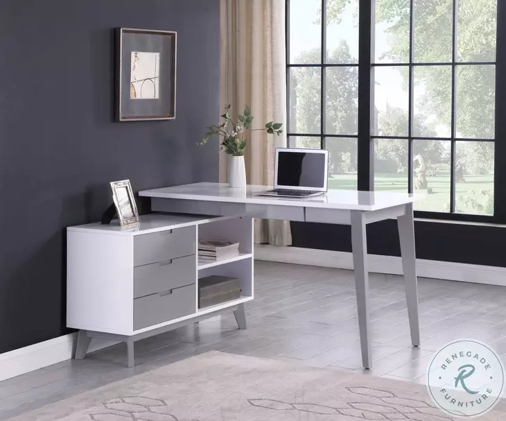 6934 White And Gray Rotating Home Office Desk