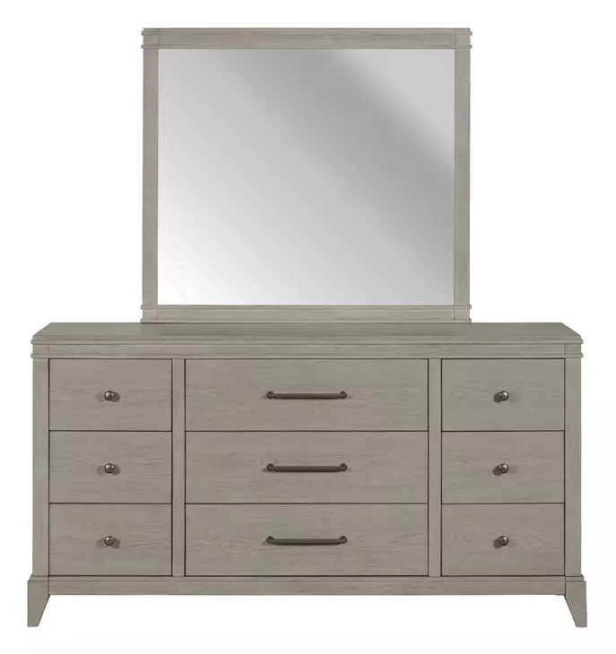 Newbury Sanctuary White 9 Drawer Dresser and Rectangular Mirror