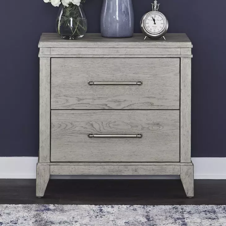 Newbury Sanctuary White 2 Drawer Nightstand with USB Charging