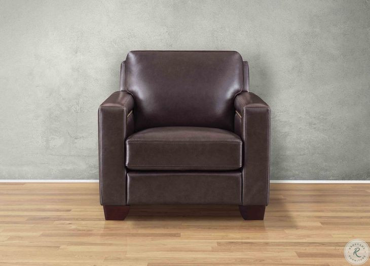 Kathleen Caramel Brown Leather Upholstered Lounge Chair with Nailhead Trim