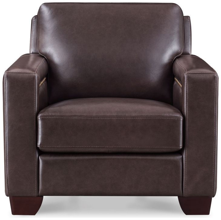 Kathleen Brown Leather Upholstered Lounge Chair with Nailhead Trim