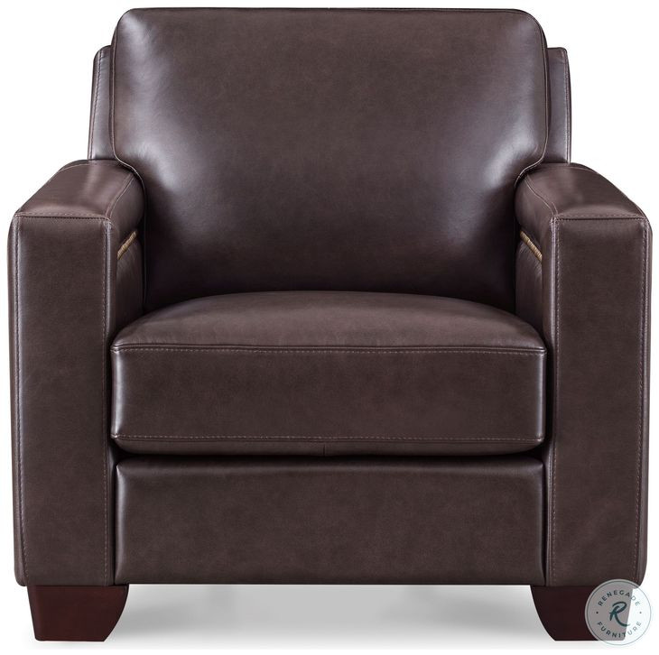 Kathleen Brown Leather Upholstered Lounge Chair with Nailhead Trim