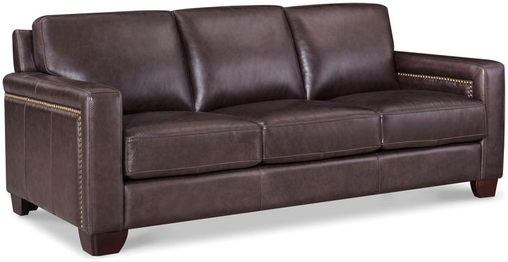 Kathleen Brown Leather 84" Sofa with Nailhead Trim