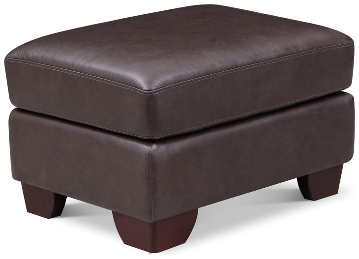 Kathleen Brown Leather Upholstered Rectangular Ottoman with Nailhead Trim