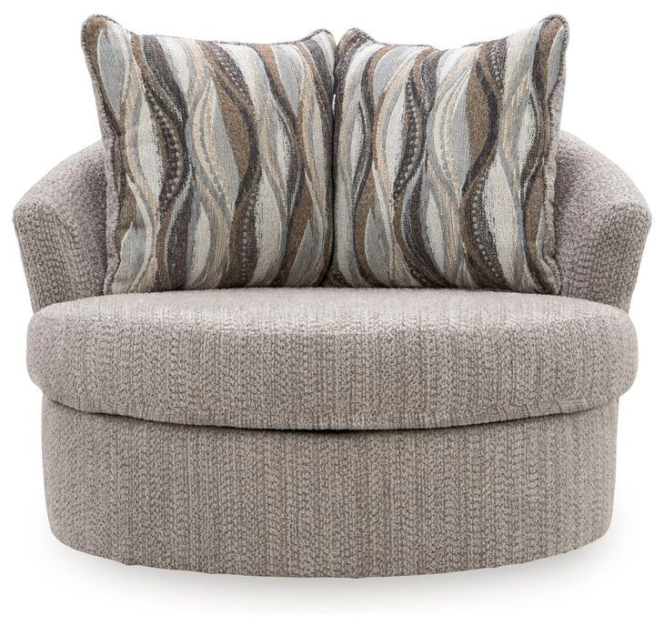 Jasmine Grove Fossil Upholstered Swivel Accent Chair with Pillow