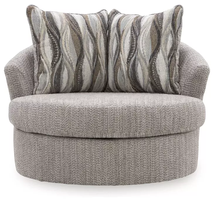 Jasmine Grove Fossil Upholstered Swivel Accent Chair with Pillow