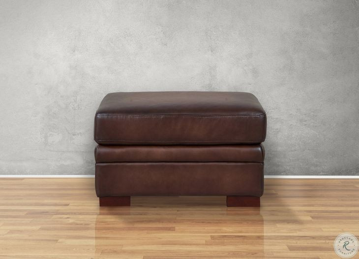 Danforth Caramel Leather Upholstered Rectangular Ottoman