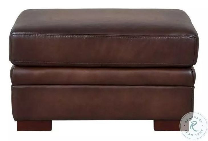 Danforth Caramel Leather Upholstered Rectangular Ottoman