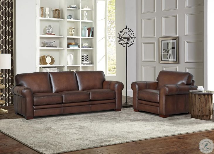 Danforth Caramel Leather Upholstered Accent Chair