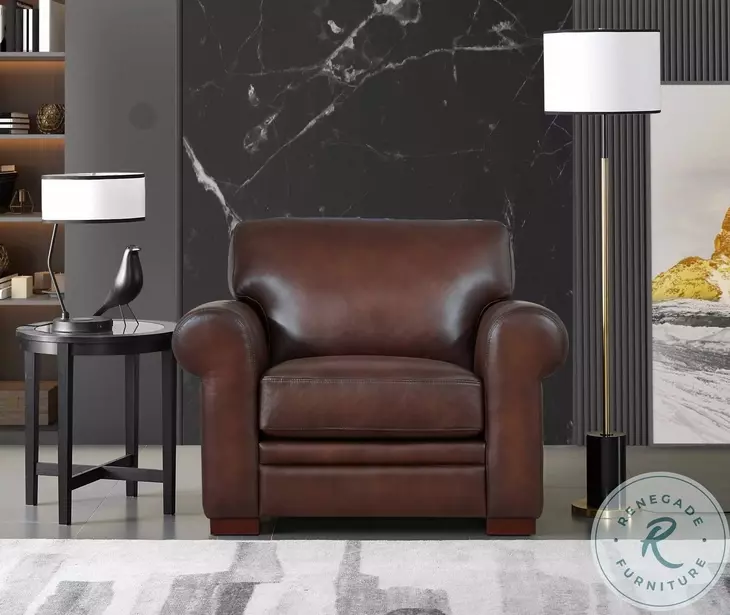 Danforth Caramel Leather Upholstered Accent Chair