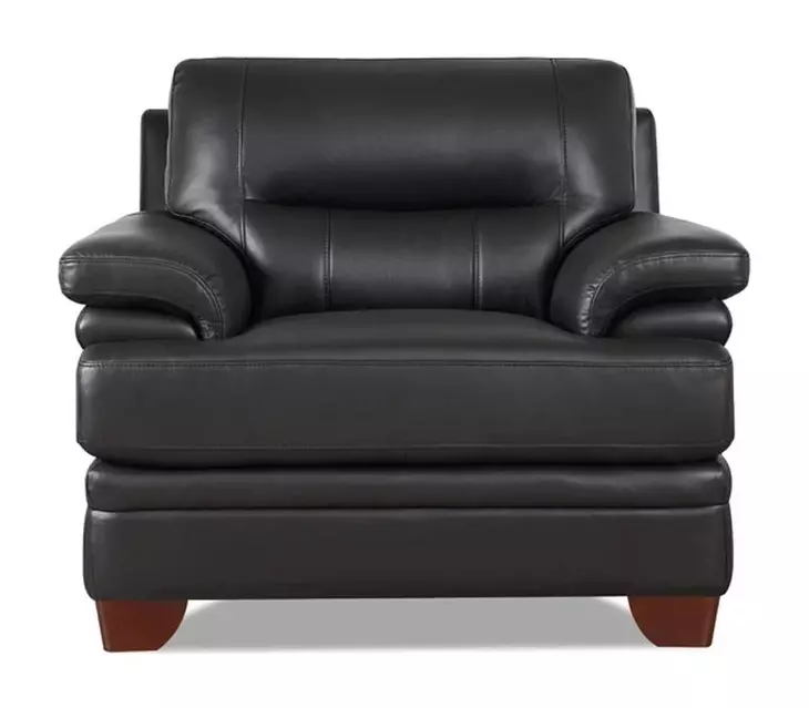 Calizor Black Leather Upholstered Lounge Chair