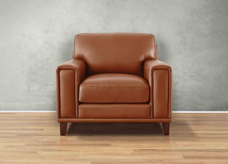 Halwyn Nutmeg Leather Upholstered Accent Chair