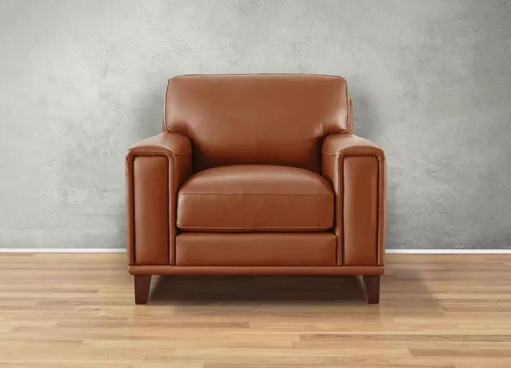 Halwyn Nutmeg Leather Upholstered Accent Chair