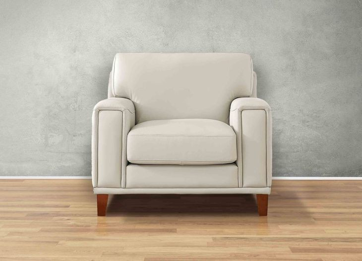 Halwyn Vanilla Leather Upholstered Accent Chair