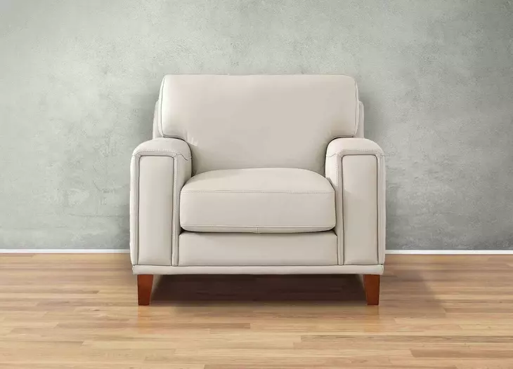 Halwyn Vanilla Leather Upholstered Accent Chair
