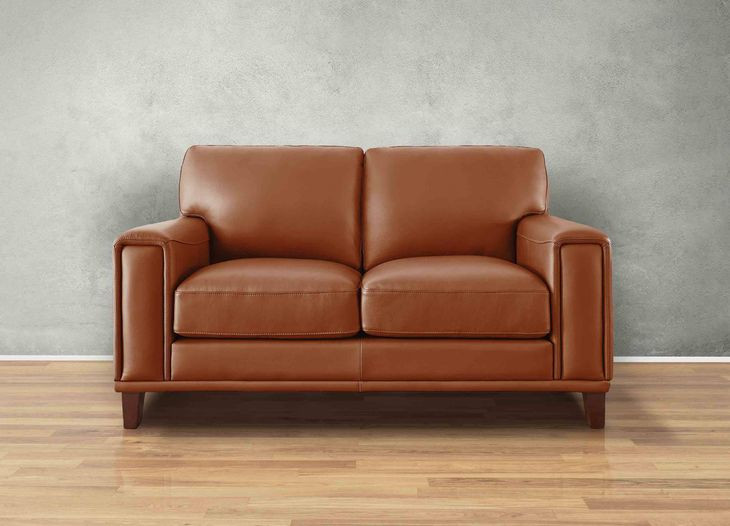 Halwyn Nutmeg Leather 65" Loveseat